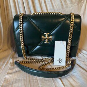 TORY BURCH Kira Diamond Quilt Small Convertible Shoulder Bag NWT in Fir Tree